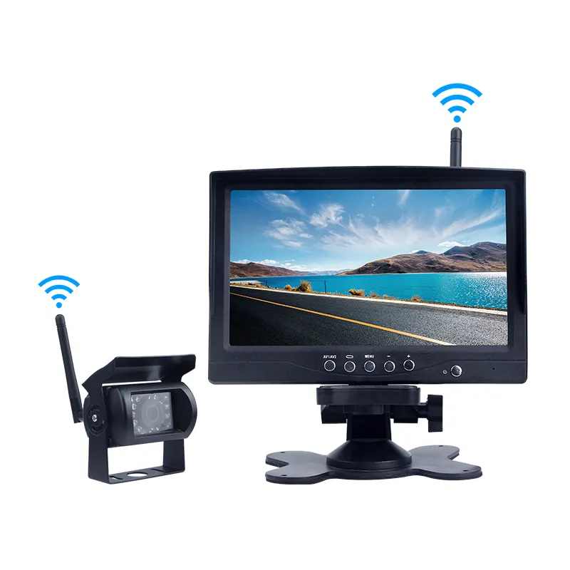 7Inch TFT Monitor 2.4 Gam Không Dây Sao Lưu Máy Ảnh Quad Monitor Rear View Hệ Thống Không Dây Xe Tải Chiếu Hậu Hệ Thống Camera