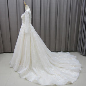 Jancember MZ0015 elegante manga larga encaje tela boda vestidos de novia para las mujeres - Product Image 4