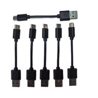 Câble de charge rapide USB Type-C 2A 10 cm durable, couleur noire, avec conducteur en cuivre pur et blindage tressé pour batteries externes et enceintes