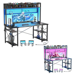 Cross-border e-sports desks and chairs, office desks, height-adjustable desks, home use, small gaming desks with LED lights, - Product Image 4