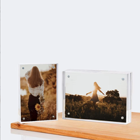 Bingkai Foto Akrilik Ganda 2 Sisi Transparan Magnetik Ukuran 4x6 Inch untuk Meja (Grosir)