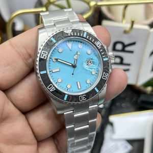 Men's 41mm Stainless Steel <b>Automatic</b> Mechanical <b>Wristwatch</b> with Luminous Date Feature Blue Dial Rotatable Ceramic Bezel - Product Image 2