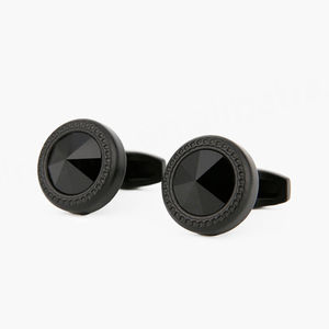 Boutons de manchette pour hommes de haute qualité, à la mode, avec une simplicité créative et un design cool, couleur sable noir, accessoires de chemise circulaires - Product Image 2