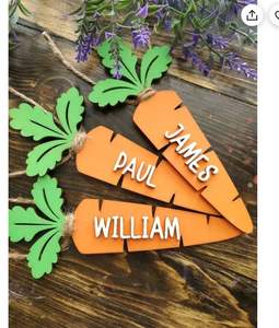 Étiquette de panier de Pâques personnalisée découpée au <span class=keywords><strong>laser</strong></span> Ornement de Pâques Étiquette de carotte 3D Décoration de Pâques Étiquette cadeau - Product Image 2