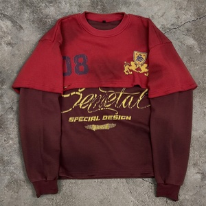 เสื้อยืดคอตตอนวินเทจแบบขายส่ง ทรงวอฟเฟิล ลุคทำสีซีดแบบย้อนยุค เสื้อยืดครอปพิมพ์ลายตามสั่ง เสื้อแขนยาวสองชั้นสำหรับผู้ชาย - Product Image 3