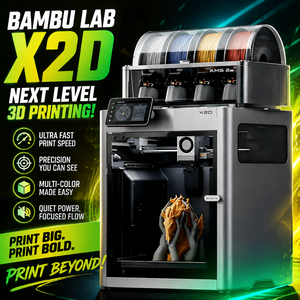 Imprimante 3D Lab X2D à double buse, vitesse élevée 500 mm/s, chambre de chauffage 65, compatible AMS 2 Pro, imprimante FDM de bureau intelligente - Product Image 1