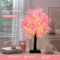 LED-Kirschblütenbaum-Tischlampe für Schlafzimmer, Wohnzimmer, Nachtlicht, Gemütliche Stimmungslampe, Desktop-Weihnachts- und Feiertagsdekoration