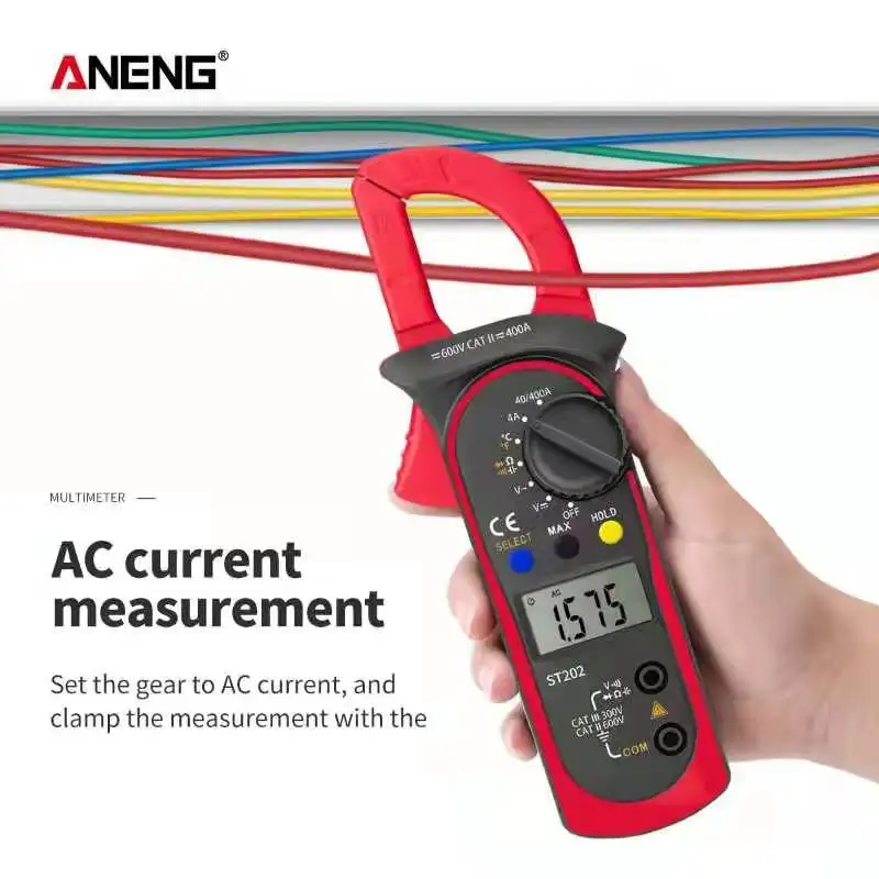 ST202 Meteran Jepit Multimeter Elektrik, Meteran Jepit Digital Profesional