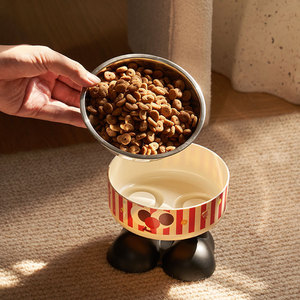 Bol pour animaux de compagnie en acier inoxydable surélevé, antidérapant, facile à nettoyer, pour l'alimentation et l'eau des chats et des chiens, avec support - Product Image 3