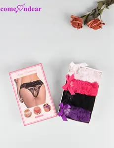 Best quality box packs of panties lace sheer ladies sexy lingerie open crotch panties women's underwear