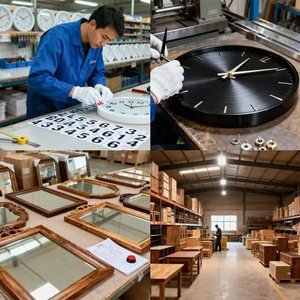 Posimia phong cách cổ gió sắt gỗ Đồng hồ treo tường mộc mạc thiết kế cổ điển - Product Image 4