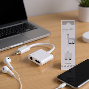 Adaptateur S&N Lightning vers 3,5 mm pour iPhone, convertisseur de prise casque audio avec port micro USB - Product Image 3
