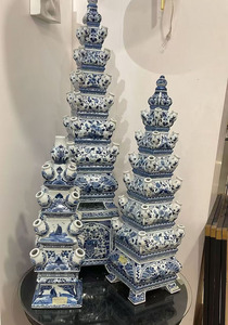 Tulipière courte en <span class=keywords><strong>porcelaine</strong></span> verte et blanche Tulipières contemporaines en <span class=keywords><strong>porcelaine</strong></span> verte et blanche <span class=keywords><strong>de</strong></span> style <span class=keywords><strong>Delft</strong></span> - Product Image 5
