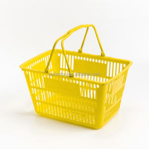 Panier à provisions en plastique pliable rose à deux poignées pour supermarché et centre commercial - Product Image 1