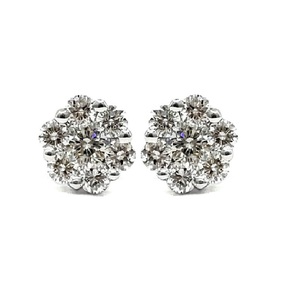 Boucles d'oreilles clous en or blanc massif 18 carats, serties de diamants véritables, de haute qualité, style griffe noble, tendance, bijoux fins, collection HK Valuable - Product Image 1