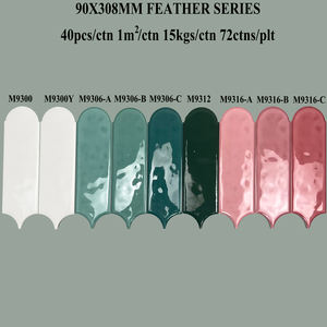 Azulejo de plumas moderno de 90x308MM, azulejos de pared de cerámica decorativos de colores degradados para Interior de baño, madera, brillo mate, <span class=keywords><strong>familia</strong></span> verde - Product Image 5