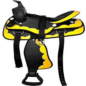 Support de rênes pour selle de cheval en similicuir jaune et noir, style western, avec logo personnalisé pour l'équitation tout-terrain. - Product Image 1