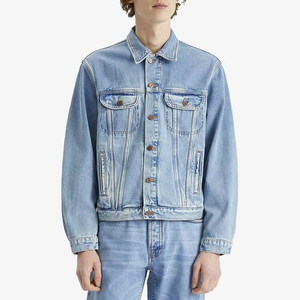 Customize Fashionable Heavy Organic Cotton Jeans <b>Jacket</b> <b>Light</b> Blue Custom Mens Denim <b>Jacket</b> - Product Image 3