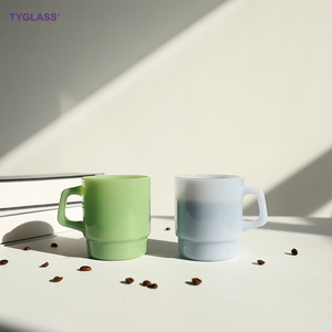 Hoogwaardige 350ML glazen beker met grote inhoud voor café, stapelbaar, voor koffie, thee, melk, glazen mokken, aangepaste opdruk - Product Image 1