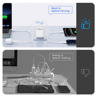 Chargeur mural USB-C 4 ports à vente chaude, PD20W QC3.1, chargeur rapide avec prise pliable pour ordinateurs portables et téléphones mobiles