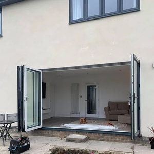 Puertas Plegables de Aluminio de Alta Seguridad Estilo Americano AMJ NFRC con Sistema de Cierre Multipunto, Puertas Plegables Insonorizadas <span class=keywords><strong>para</strong></span> Patio - Product Image 1