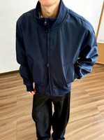 Blouson Bomber Homme Col Montant Entièrement Zippé Coupe Ample Décontracté Couleur Unie Léger pour Usage Quotidien