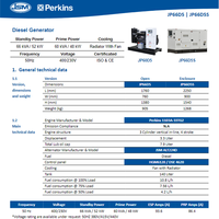 JP66D5S von Perkins 60 KVA 50Hz Diesel 3-Phasen 400V Automatischer Start ATS Generator für Hotel & Zuhause