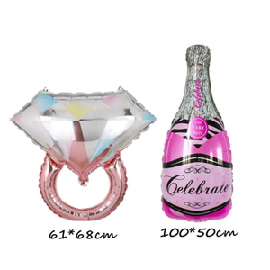 Palloncini di lamina ad anello di diamanti appena sposati e striscioni con stampa di elio palloncini in lattice Confetti per decorazioni per feste nuziali - Product Image 5