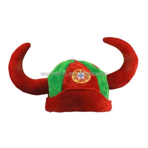 Wholesale Portugal Football Sports Game Custom Printed Velvet Soccer Football Party Fan Hat Cheer Caps for Soccer Games