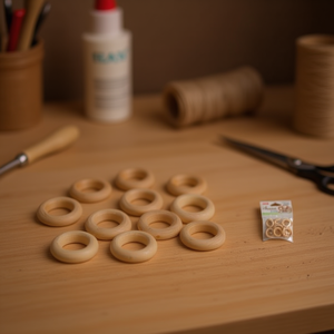 Anelli in Legno Ilan 20 mm 15 Pezzi Accessori per Artigianato - Product Image 3