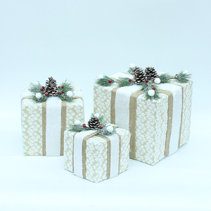 Christmas decorations printed cloth art gift box under the Christmas tree scene decoration