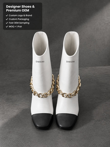 Zapatos de Tobillo de Diseño de Lujo para Mujer, Botas de Cuero Blanco de Alta Calidad, Zapatillas Nuevas - Product Image 1