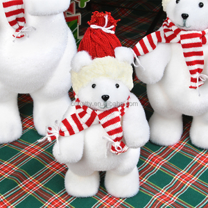 Hatty Ornement d'ours en peluche blanc de style nordique de haute qualité, personnalisable, doux, écologique, pour Noël - Product Image 5