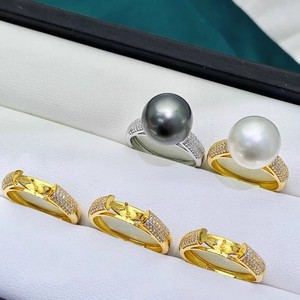 อุปกรณ์ทำเครื่องประดับมุก DIY 10642 แหวนเงินแท้ S925 ตัวเรือนเปล่า ตัวเรือนเงินหนาสำหรับตกแต่งสำหรับผู้หญิง ใส่ลูกปัดขนาด 8-10 มม. - Product Image 1
