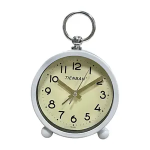 Gepersonaliseerde Glossy Metallic Vintage Stille Piep Alarm Glas Timer Horloge Custom Quartz Klok