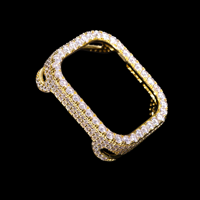 Boîtier de montre S11 42 mm en moissanite VVS, base en laiton plaqué or 18 carats, bijoux entièrement pavés, Apple Watch pour hommes, luxe