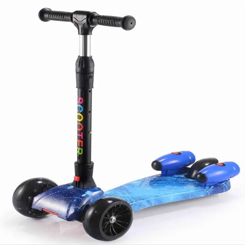 Toptan ayak Scooter çocuklar için 3 tekerlekler PU LED ekstra geniş çocuk çocuk scooter'i erkek kız 3-12 yaşında