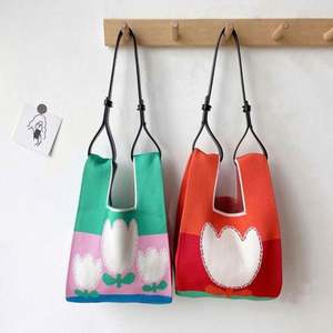 Bolso de Mano de Ganchillo Moderno y Bonito 2025, Bolso Tejido Floral, Bolso de Playa Pequeño, Bolso de Regalo para Niñas - Product Image 5