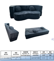 Canapé modulaire incurvé en forme de S, rembourré en velours, compressé et scellé sous vide, avec coussin d'appoint à rembourrage rapide, pour coin de bureau moderne et compact