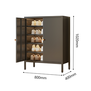 Mobile Contenitore Moderno in Metallo con 5 Cassetti e 2 Ante <span class=keywords><strong>Scarpiera</strong></span> in Acciaio e Portascarpe in Ferro per Ingresso - Product Image 4