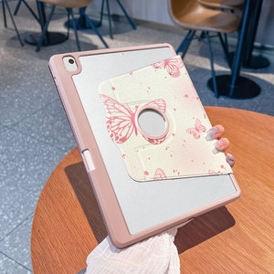 Suitable for iPad Air <b>7</b> 2025 Case, Rotatable Tri-Fold Pink Butterfly with Pencil Slot, Shockproof <b>Tablet</b> Protective Case - Product Image 4