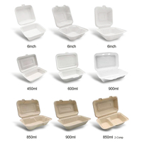 Nouvelle boîte à lunch jetable biodégradable en bagasse de canne à sucre, matériau écologique, conteneur alimentaire de qualité alimentaire, sans BPA