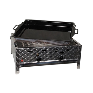 Parrilla de barbacoa de mesa para jardín al aire libre profesional 2 llamas acero inoxidable cepillado moderno <span class=keywords><strong>Gastro</strong></span> Gas Grill Roaster Griddle Master - Product Image 1