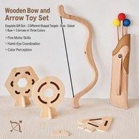 Ensemble de jouets d'archerie en bois pour enfants, jouet éducatif Montessori avec 3 flèches à pointe en feutre, carquois en feutre et 3 cibles de forme variée