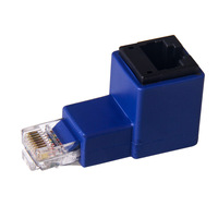 Adaptor RJ45 Kustom Cat5e Cat6e Jaringan LAN Ethernet Siku 90 derajat Sudut Kanan Bentuk L Konektor RJ45 untuk Kabel Jaringan