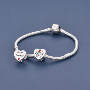 Ciondolo in Argento 'Love You Forever', Non Sono Sorelle per la Sangue ma per Cuore, Compatibile con Bracciali Originali, Gioielli per Compleanno - Product Image 6