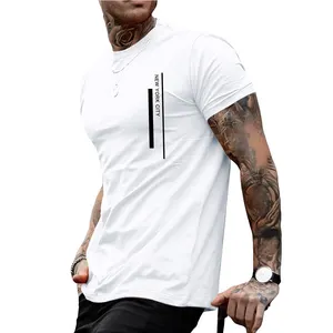 Venta al por mayor personalizado su logotipo de marca DTG impresión en blanco hombres camiseta de lujo liso Casual boxy camiseta