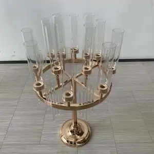 Tempat Lilin Logam Emas Candelabros Kualitas Tinggi untuk Dekorasi Pernikahan