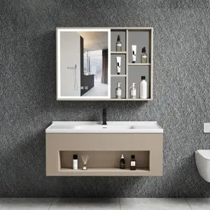 2024 avrupa banyo vanity dolapları combo modern mobilya banyo vanity ile su geçirmez aynalı dolap