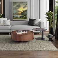 Table basse de style italien minimaliste moderne et durable avec rangement, combinaison de couleurs noyer, pour petit appartement, mobilier de salon